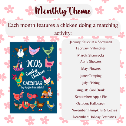 2025 Funky Chicken Illustrated Calendar | Cute Monthly Chicken Calendar | January-December 2025