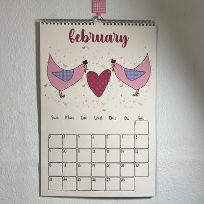 2025 Funky Chicken Illustrated Calendar | Cute Monthly Chicken Calendar | January-December 2025