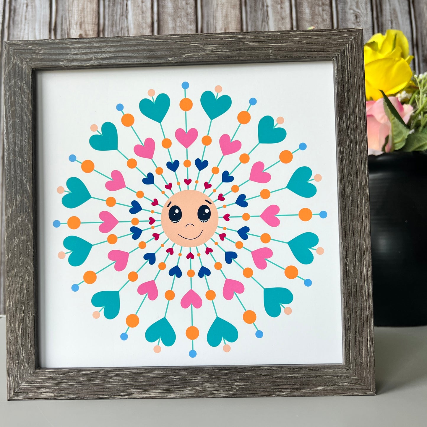 Wall Art, Cheerful Sunshine, 8x8 Art Print, Whimsical Home Decor, Cute Wall Art, Happy Gift for a Friend