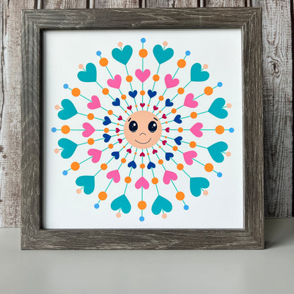 Wall Art, Cheerful Sunshine, 8x8 Art Print, Whimsical Home Decor, Cute Wall Art, Happy Gift for a Friend