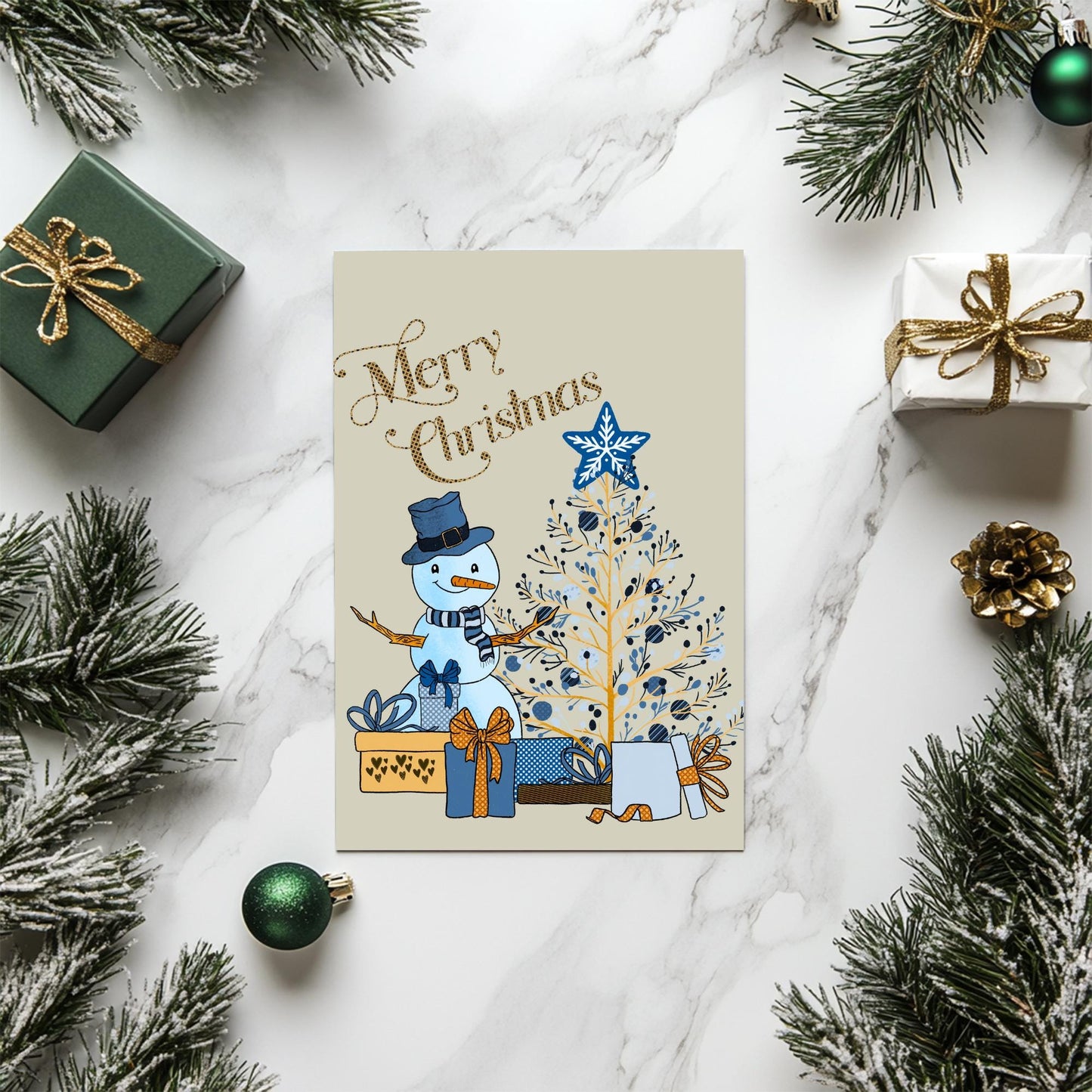 Christmas Greeting Card, Cute Holiday Snowman Card, Holiday Notecard, Fun Yule Card, Snowman Christmas Card, Blank Card & Envelope