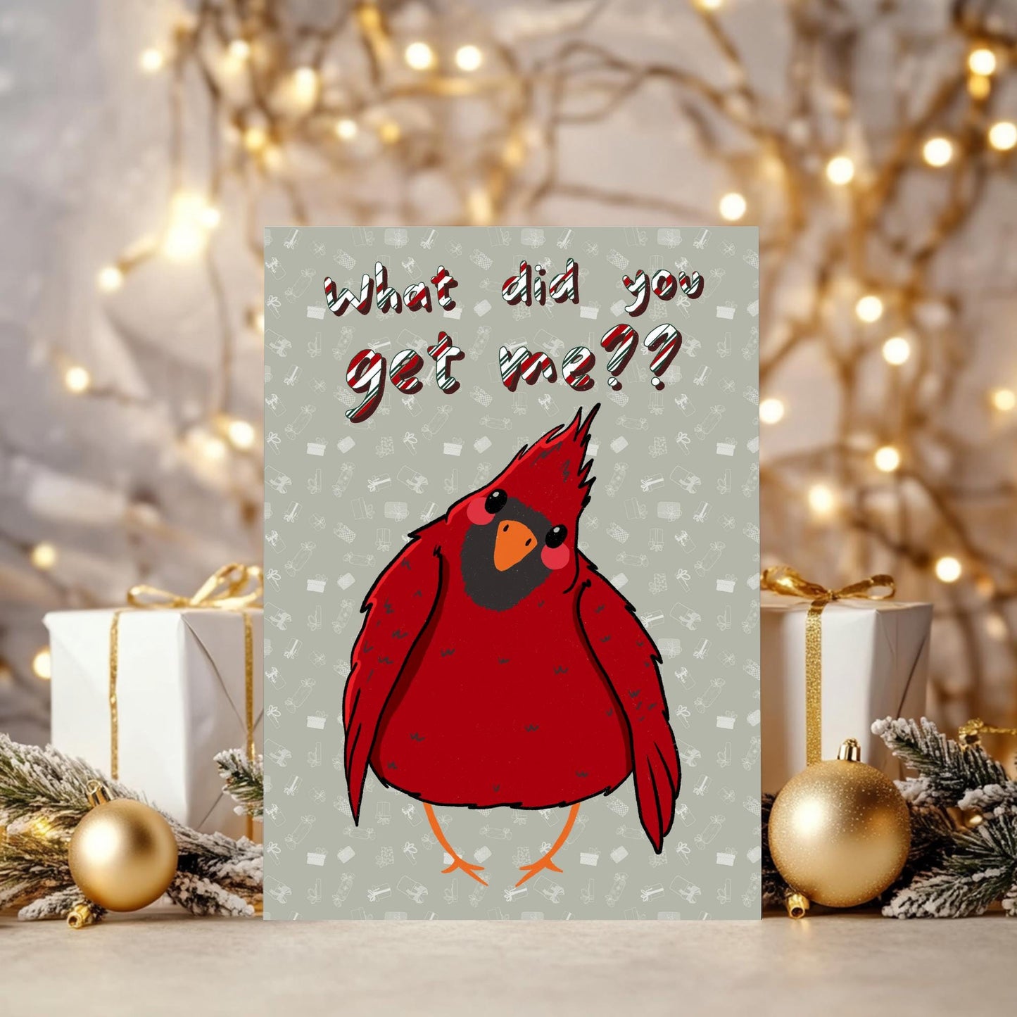 Christmas Greeting Card, Cute Holiday Cardinal Card, Holiday Notecard, Fun Yule Card, Funny Cardinal Christmas Card, Blank Card & Envelope