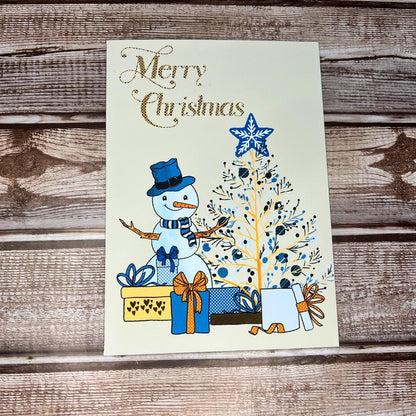 Christmas Greeting Card, Cute Holiday Snowman Card, Holiday Notecard, Fun Yule Card, Snowman Christmas Card, Blank Card & Envelope