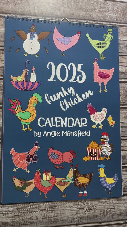 2025 Funky Chicken Illustrated Calendar | Cute Monthly Chicken Calendar | January-December 2025