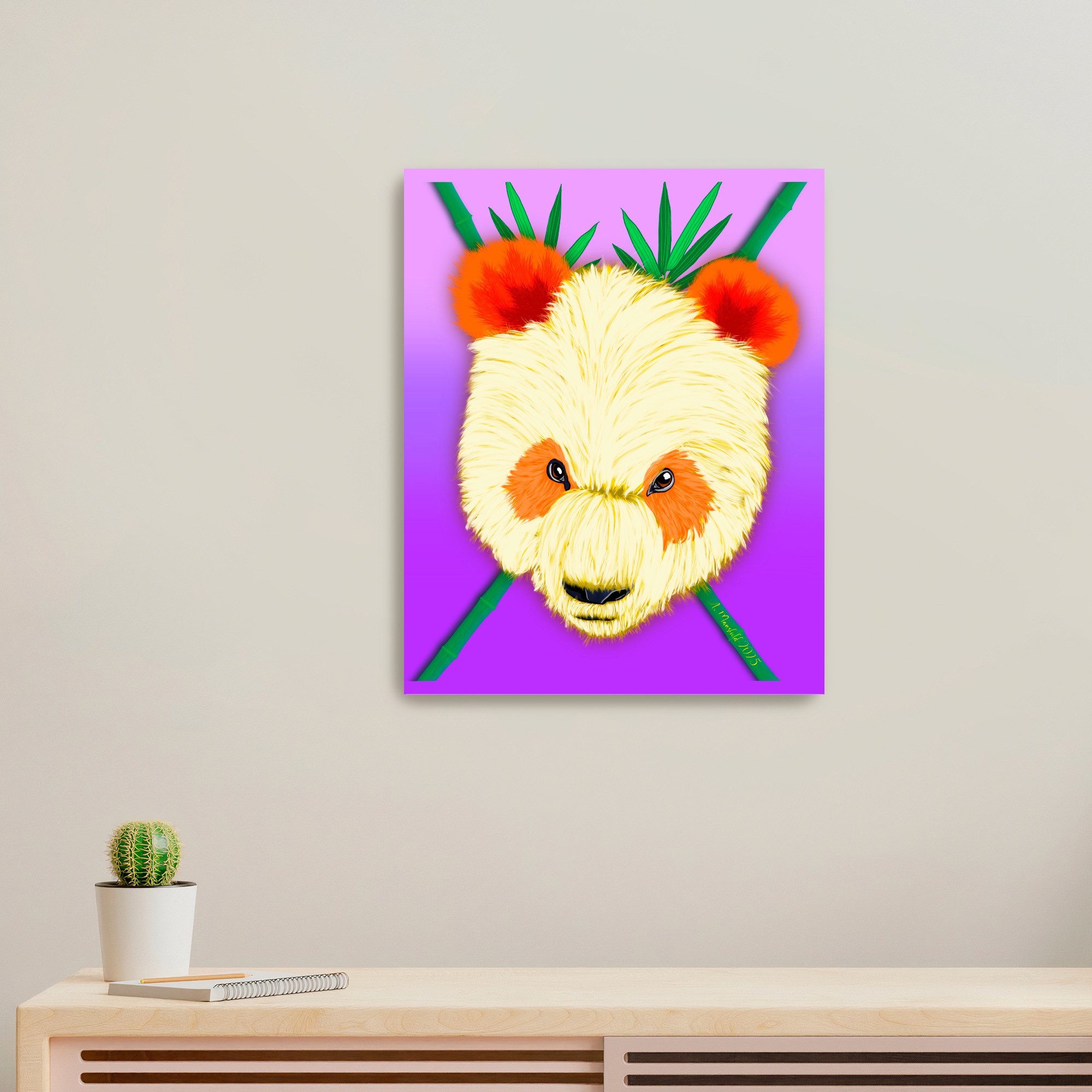 Orange Panda - Colorful Animal Art Print