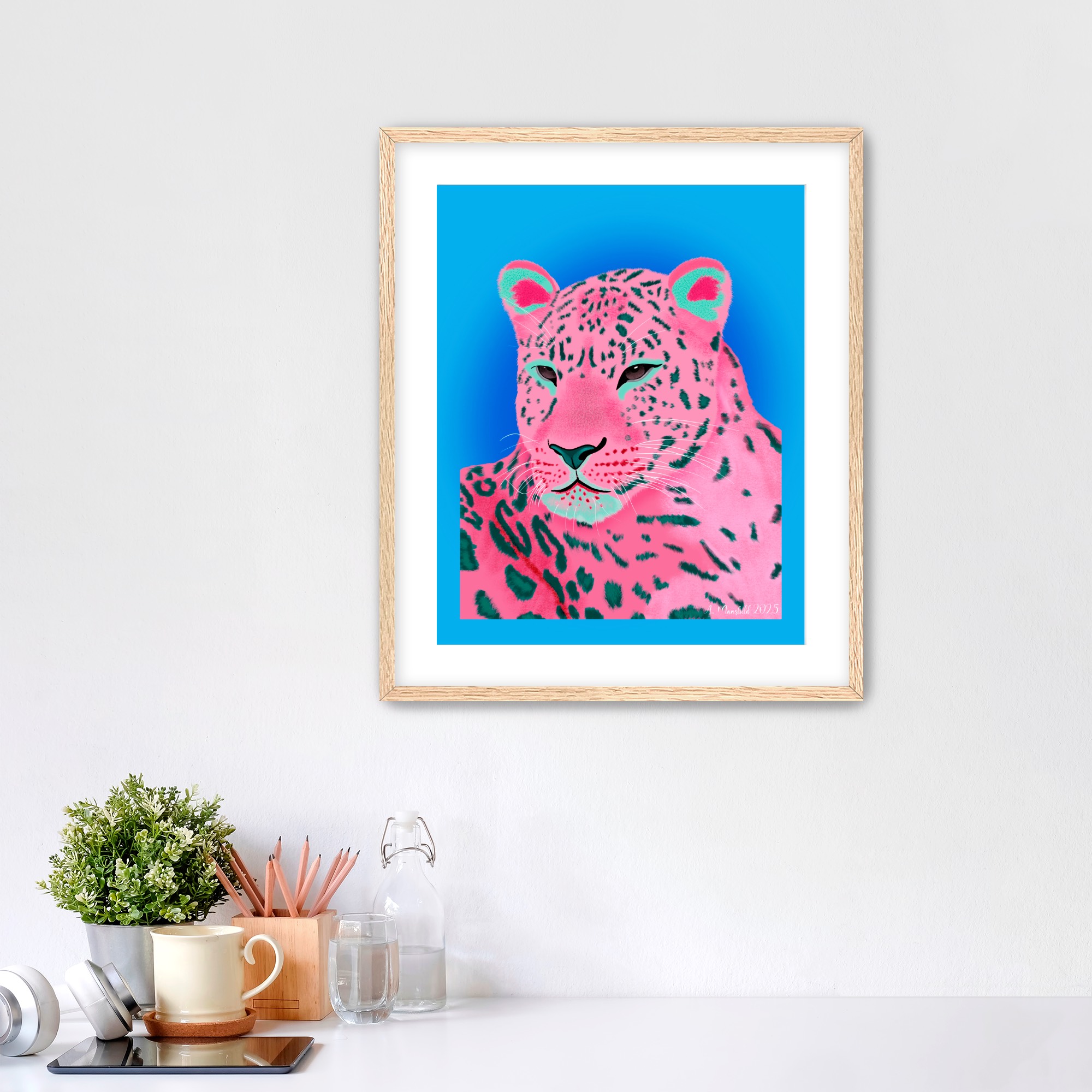 Pink Leopard - Colorful Animal Art Print