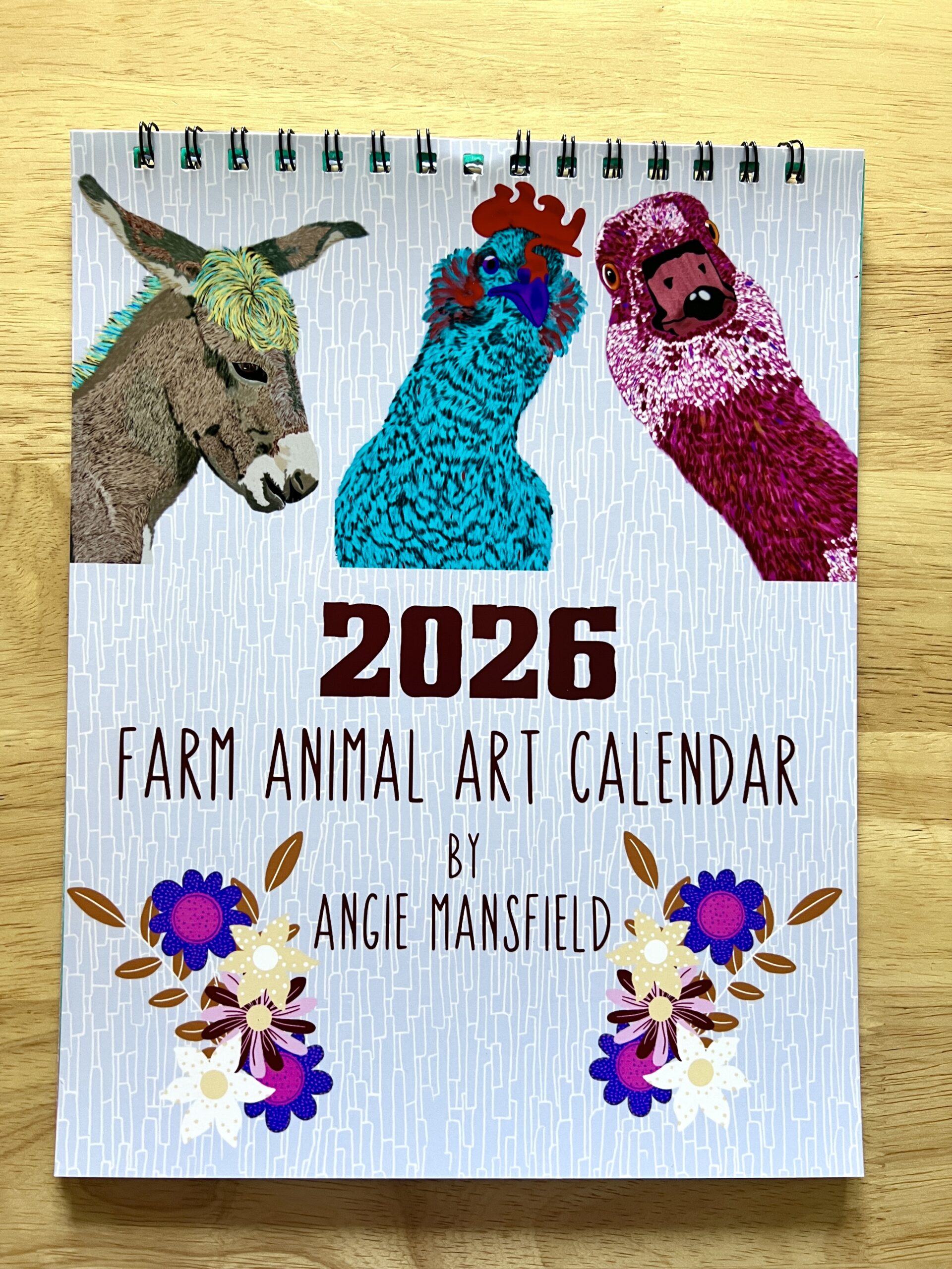 2025-2026 18-Month Colorful Farm Animal Calendar