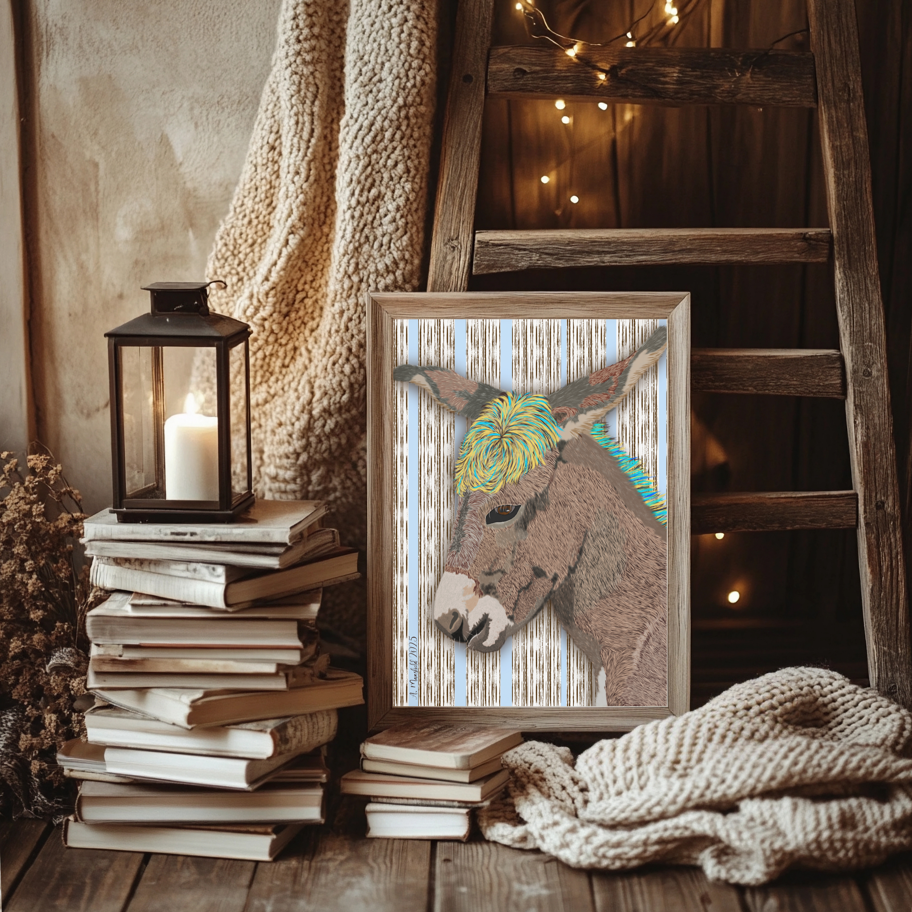 Dudley - Colorful Donkey Painting