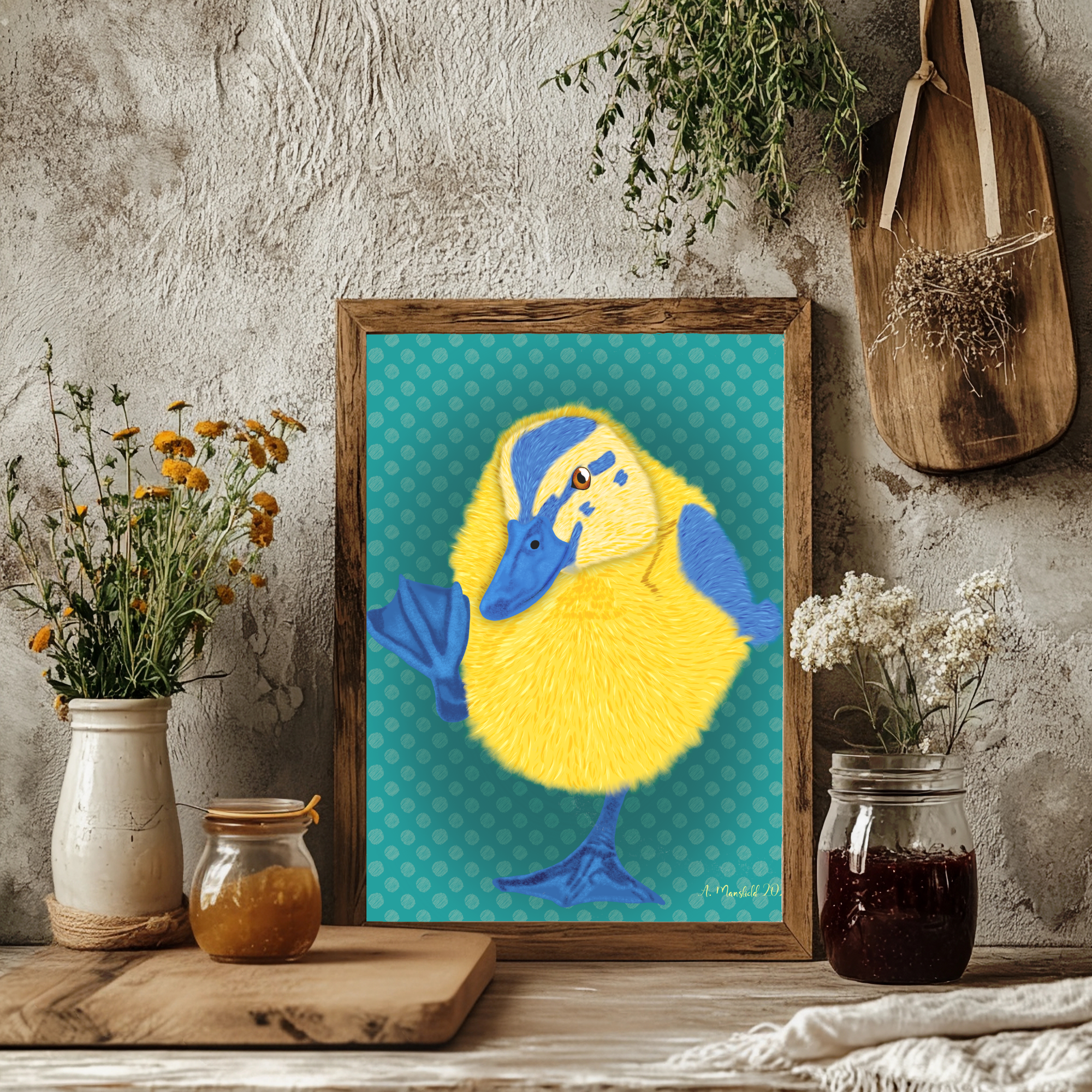 Hello Duckie - Colorful Duckling Art