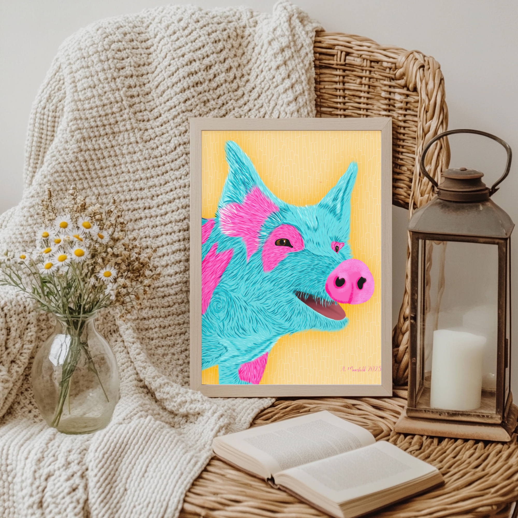 Happy Pig - Colorful Animal Art