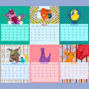 2025-2026 18-Month Colorful Farm Animal Calendar